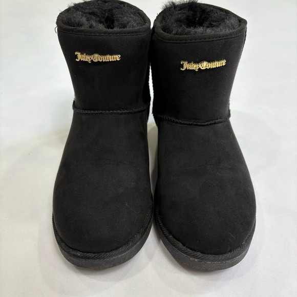 Juicy Couture Black Quilted Suede Fur‎ Lined Studded Boots Women's Size 7 - Picture 2 of 10